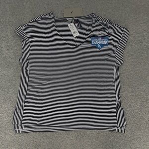 Tommy Bahama Navy LA Dodger and White Striped Short Sleeve Tee